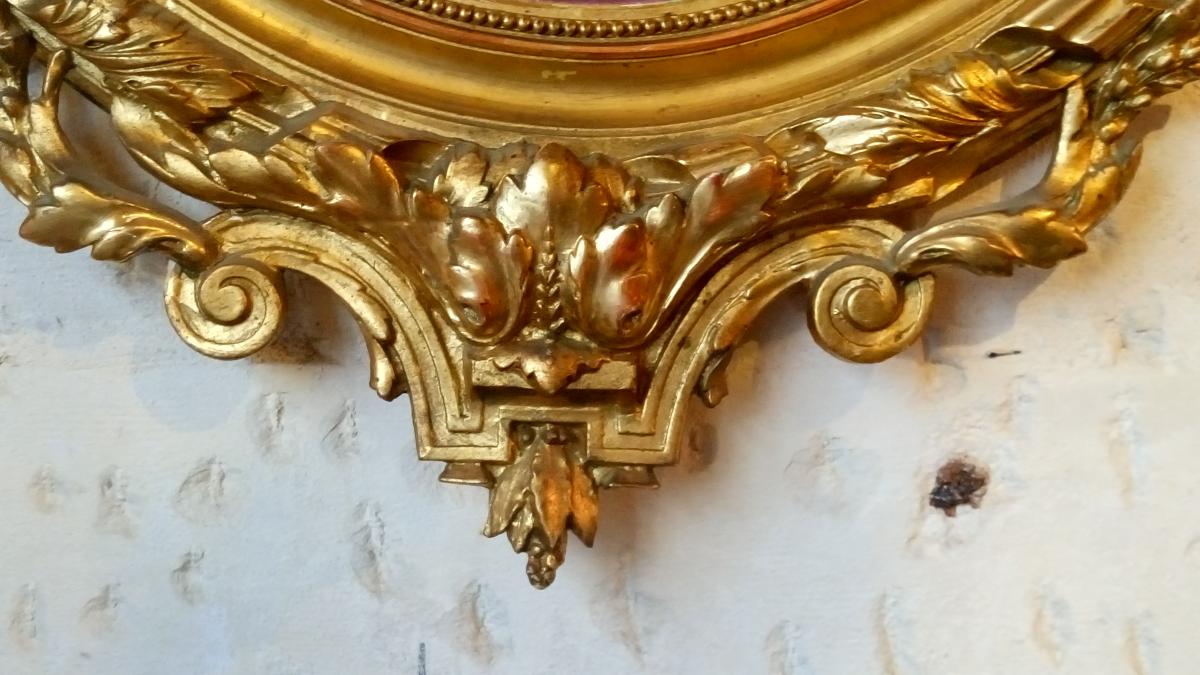 Mirror oval wood stuck and Golden State 110 x 68