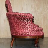 Canapé bibliothécaire victorien en acajou sculpté avec lions