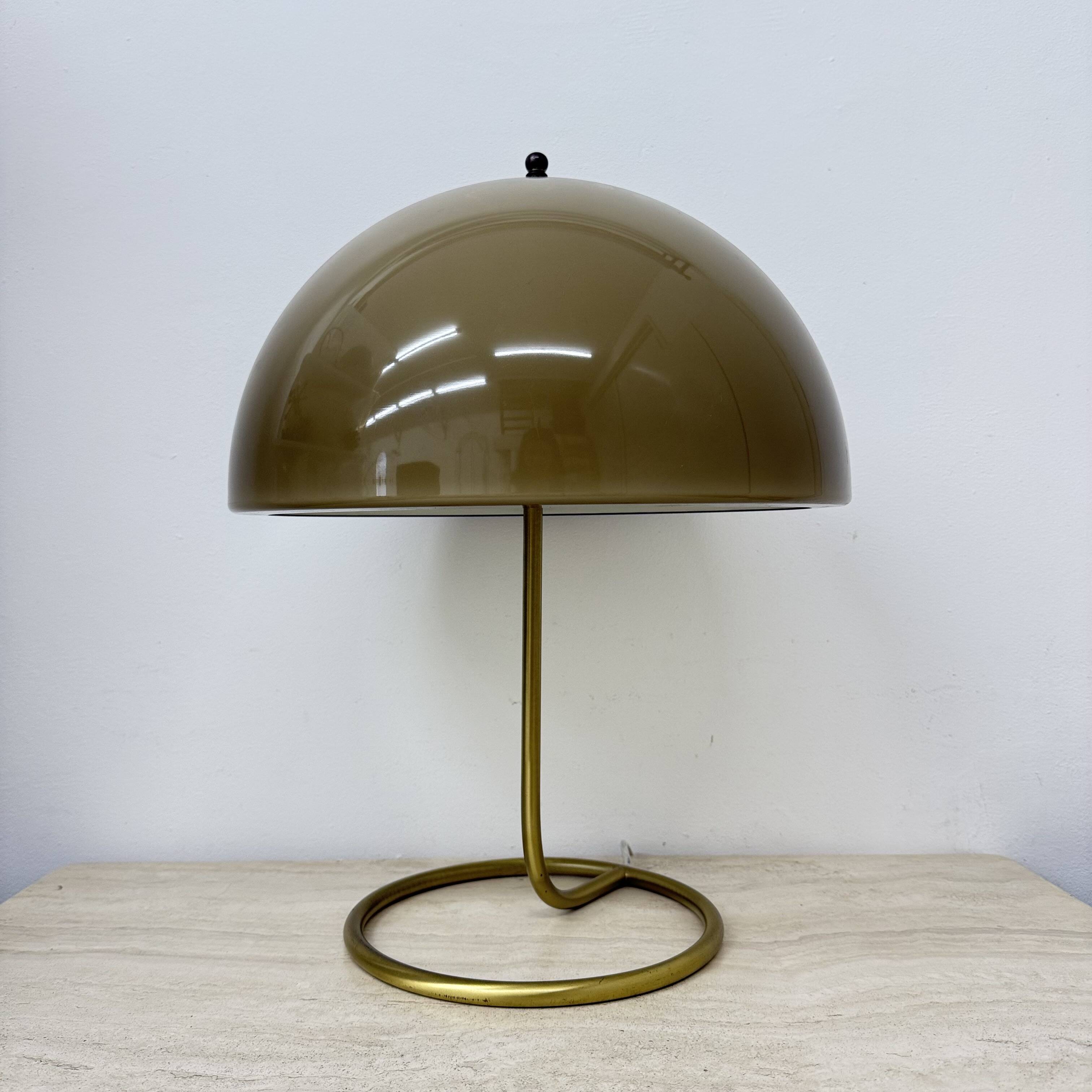 Vintage Mushroom table lamp with gold metal base , 1970s