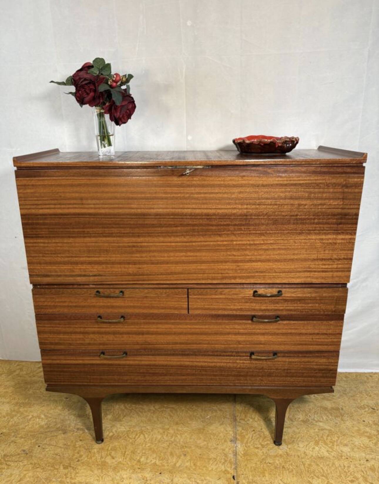 Mid-Century Retro Vintage Teak Bureau / Desk by Meredew 1960  Large Writing