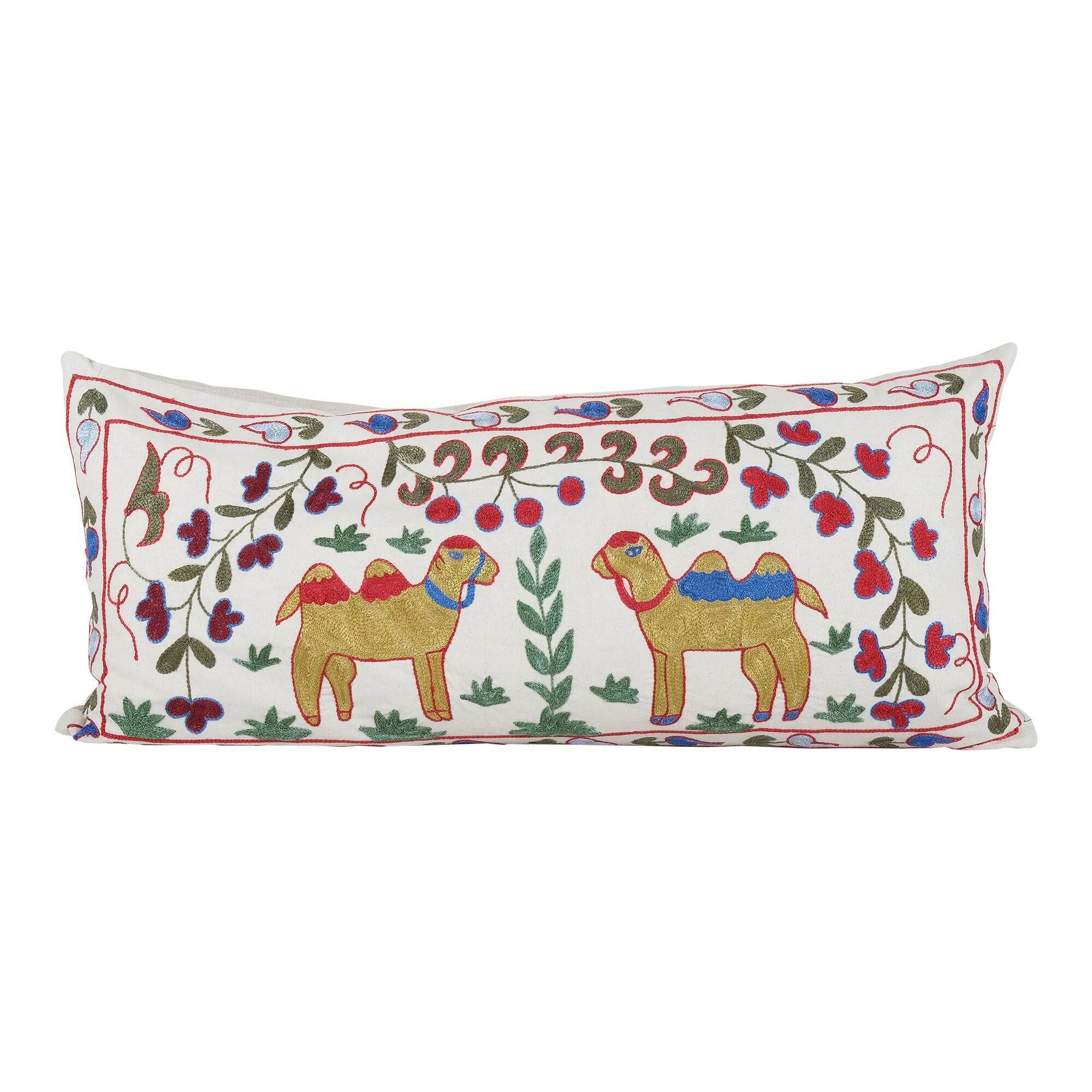 Vintage embroidered cushion cover 46x97 cm