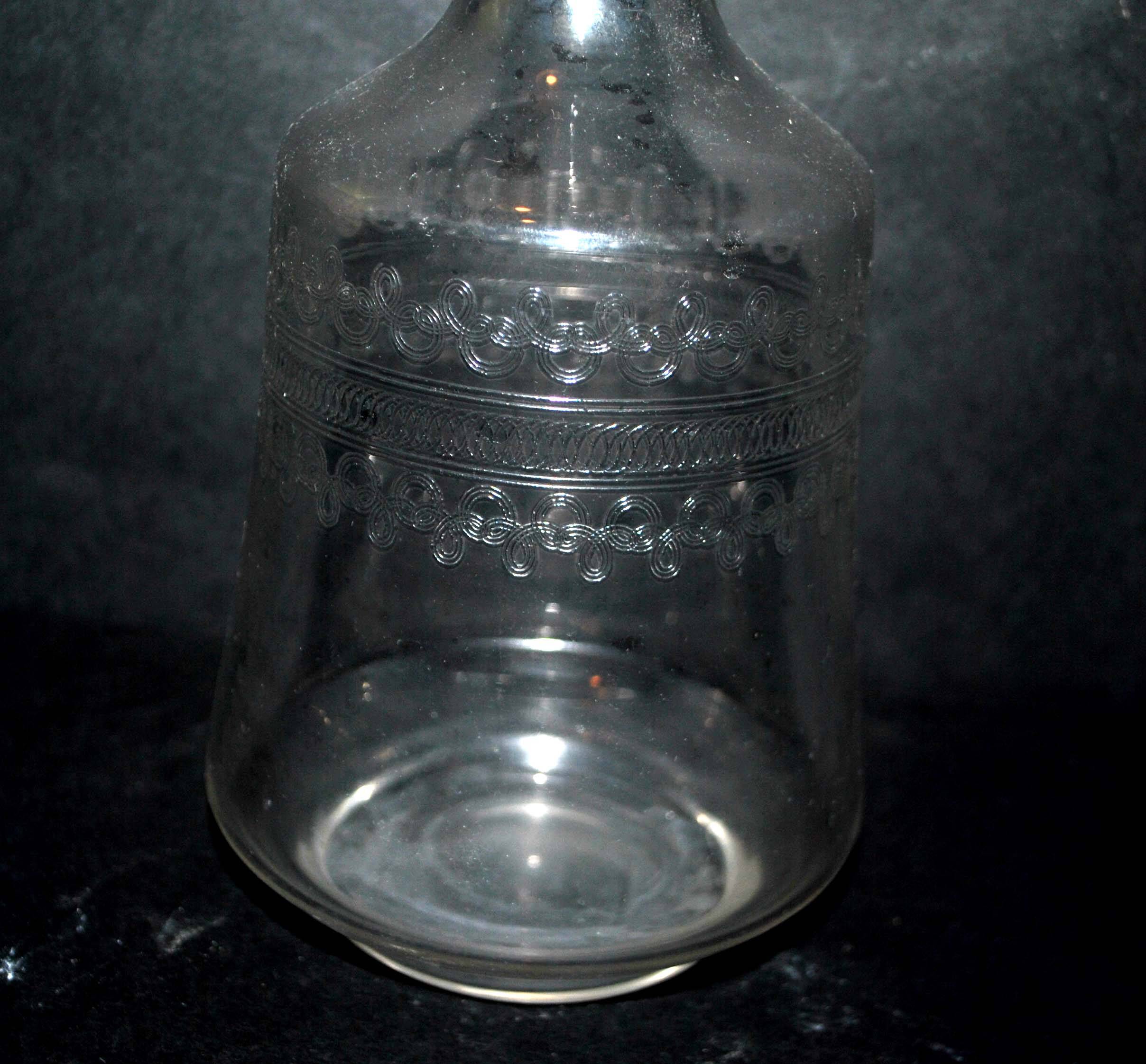 Old acid-etched crystal carafe