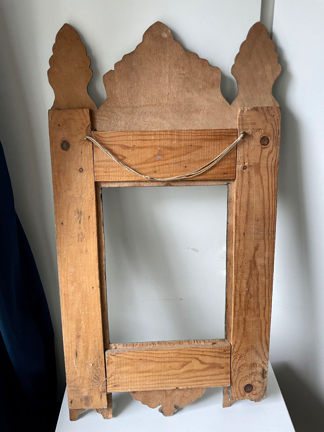 Antique wooden painted frame with flower motifs   88 cm x 47 cm