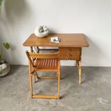 Louis Sognot rattan desk and its chair