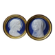 Pair of religious medallions in Limoges porcelain, circa 1900-1930.