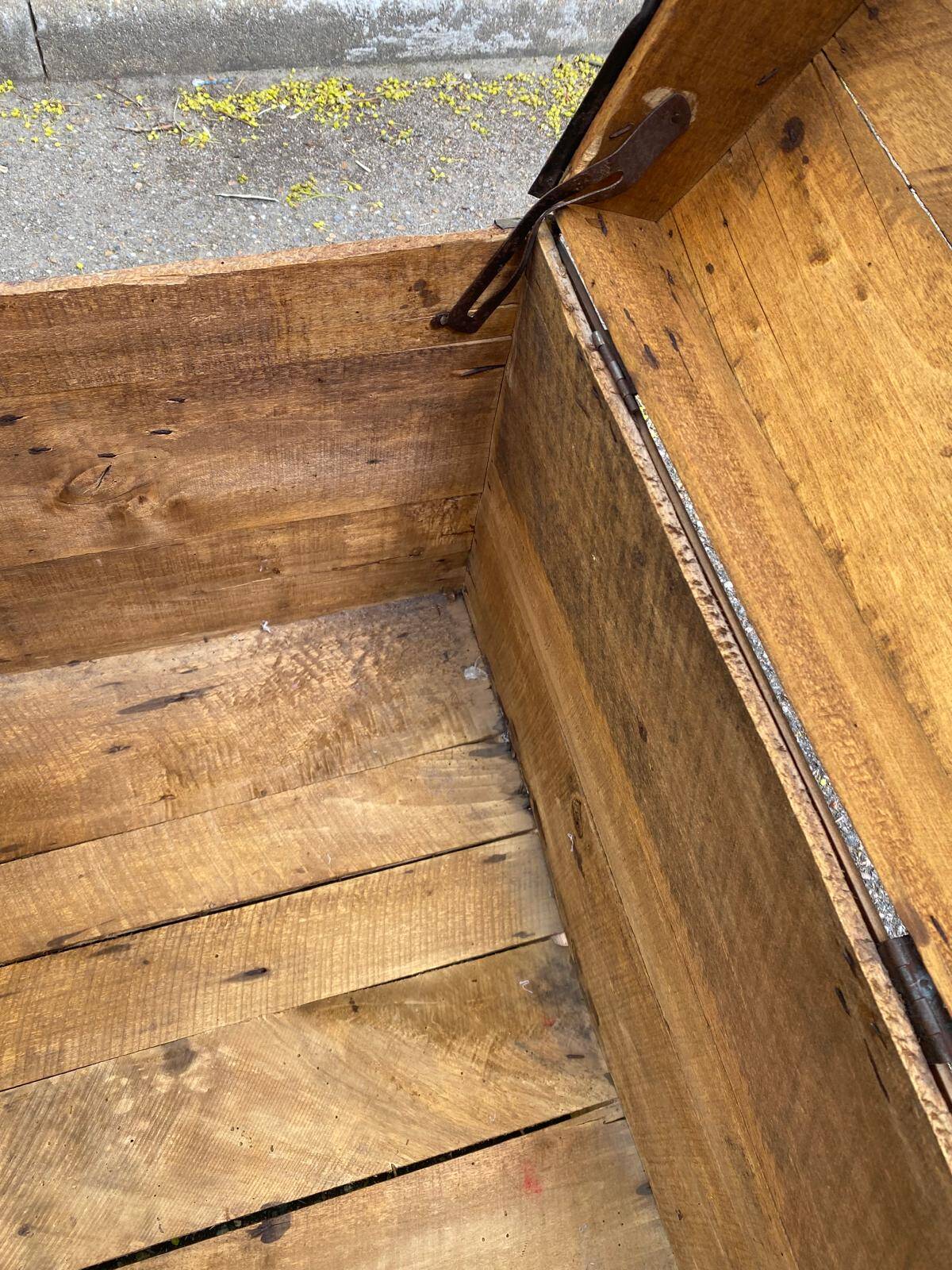 19th-century vintage wooden mallet with steel reinforcement.