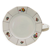 Lot de 6 assiettes plates, Digoin & Sarreguemines. Modèle Prado.