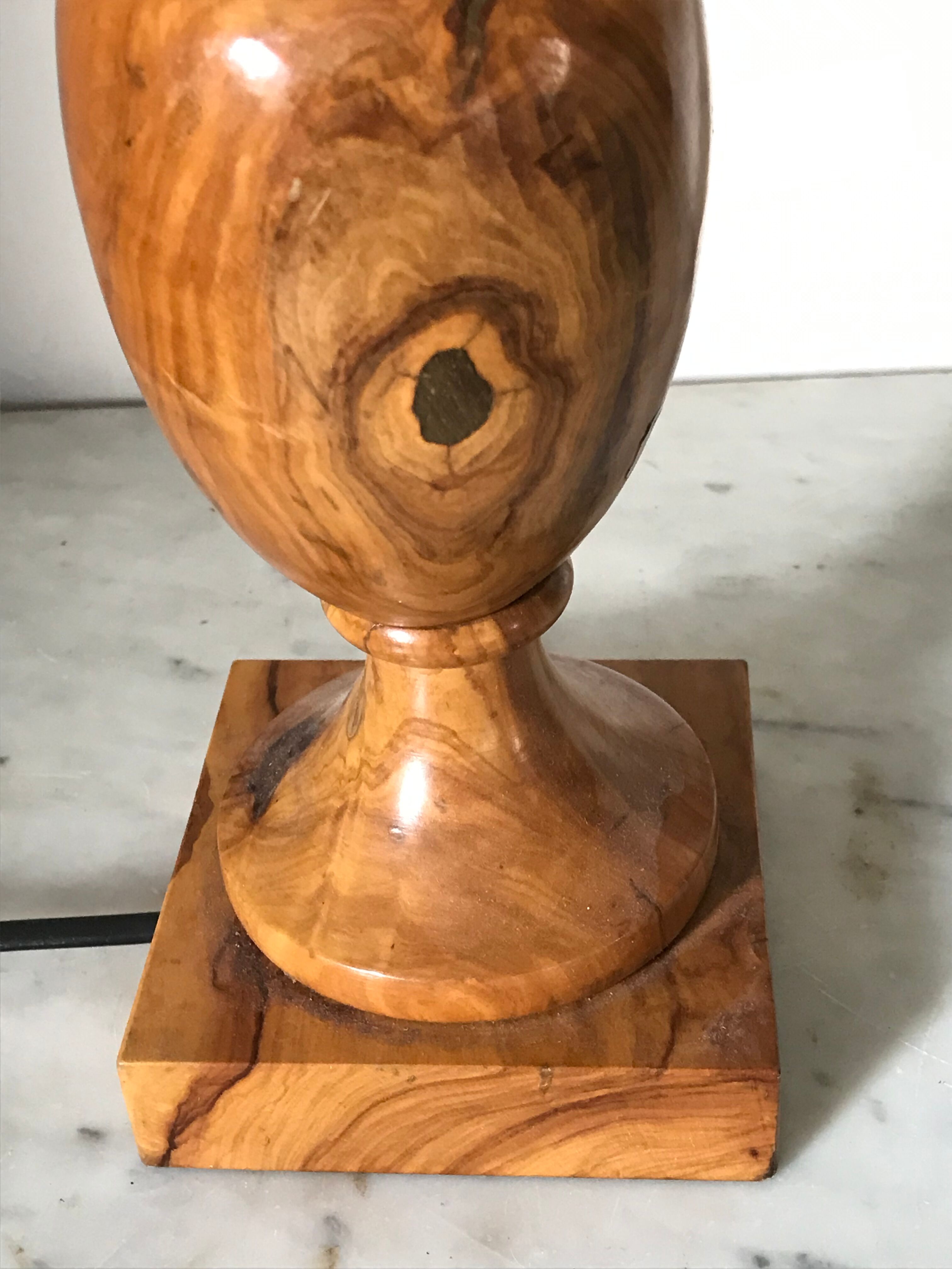 Vintage olive wood lamp