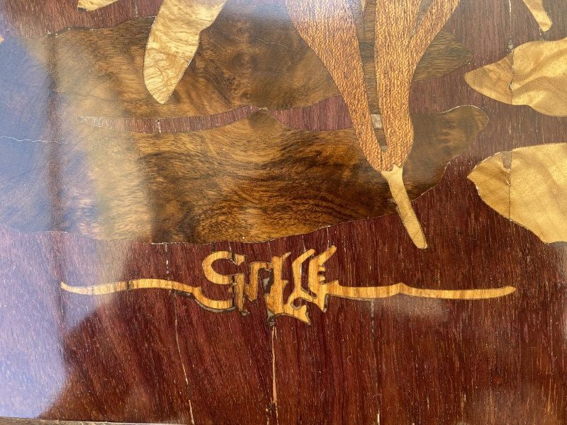 French Art Nouveau two-tier service table by Emile Gallé