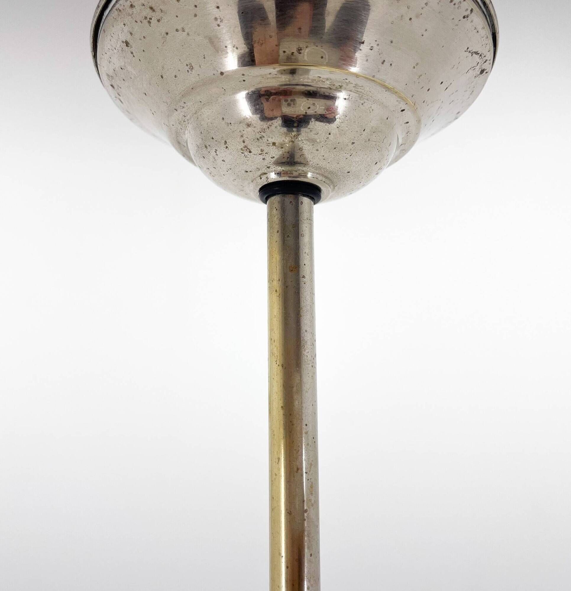 Art Deco, Chrome and Champagne Glass Chandelier, 1930s