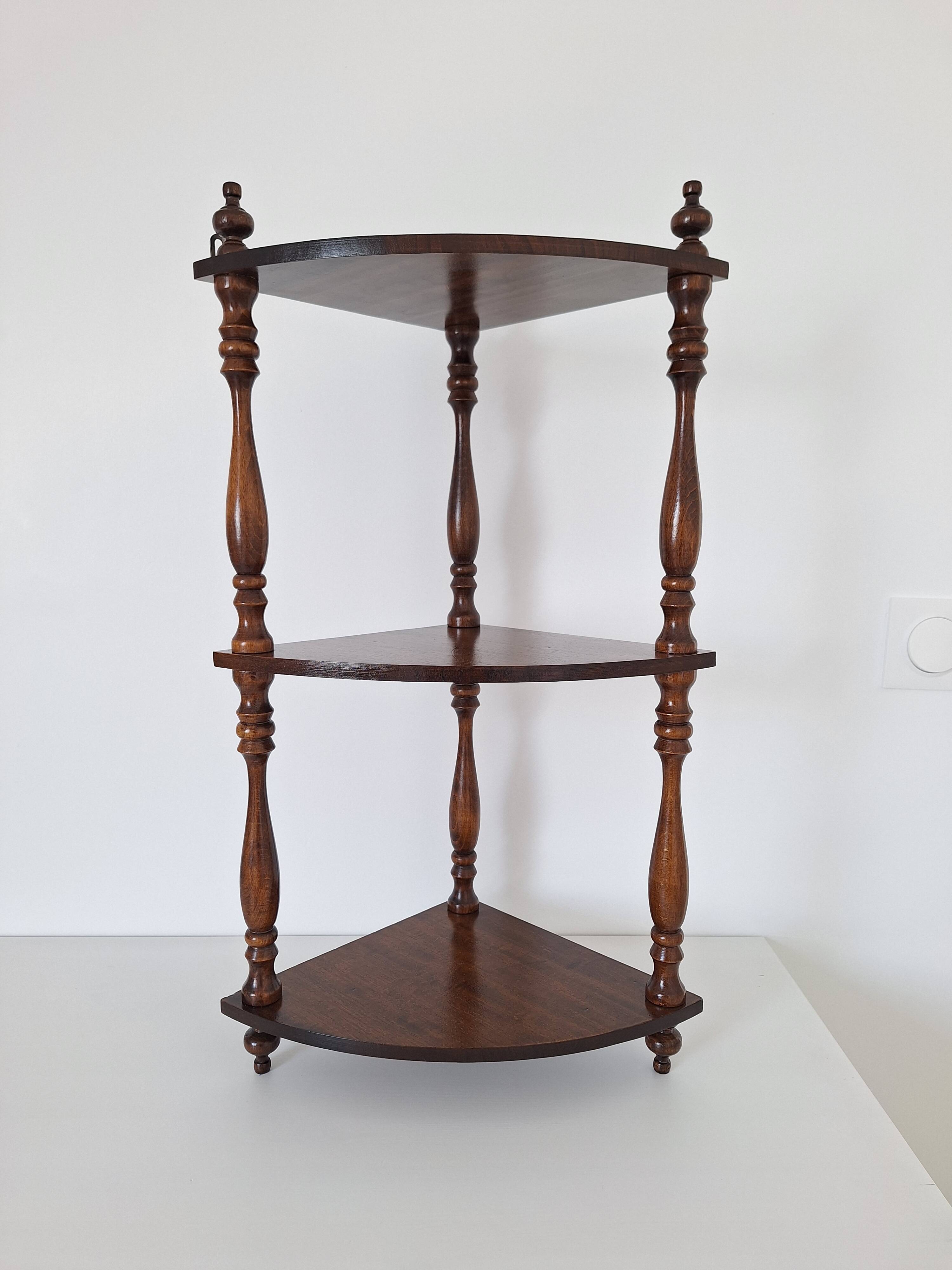 1970s wooden corner shelf