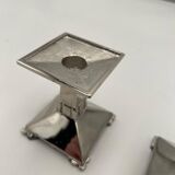 Art Deco Nickel-Plated Bronze Candlesticks, France, 1930, Set of 2