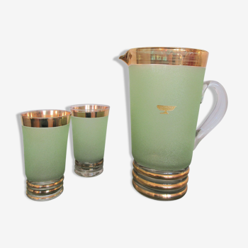 Cruche pichet en verre granité vert Schneider France