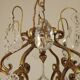 French Art Nouveau chandelier with 6 lights in bronze and crystal Acanthus 5552