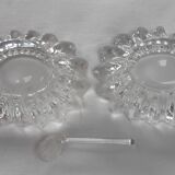 Antique crystal salt and pepper shakers, with their small spoon