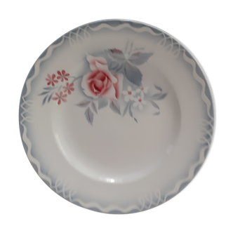 1 dish old earthenware Digoin sarreguemines lleur pink