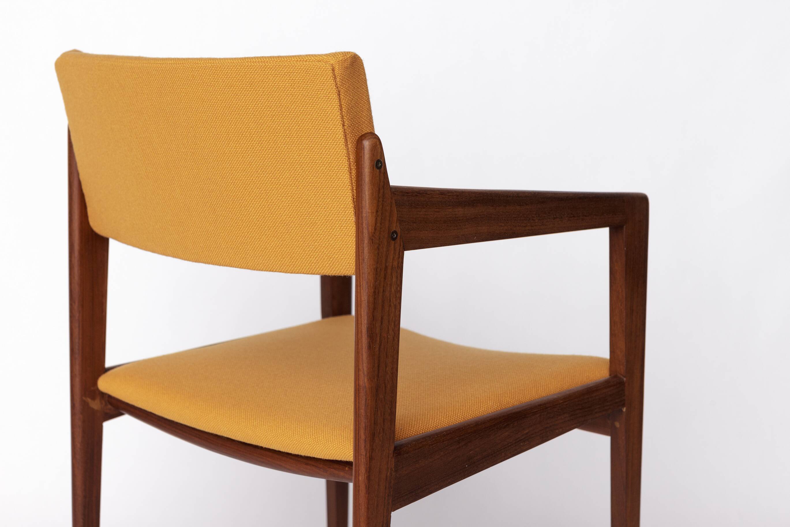 Vintage Thonet Armchair, 1970s–1980s, Teak Wood Frame, Peach Fabric Upholst