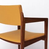 Vintage Thonet Armchair, 1970s–1980s, Teak Wood Frame, Peach Fabric Upholst