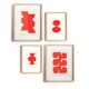 Collection de 4 peintures abstraites rouges sur papier signées Eawy