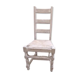 Chair in oak white ceruse massif