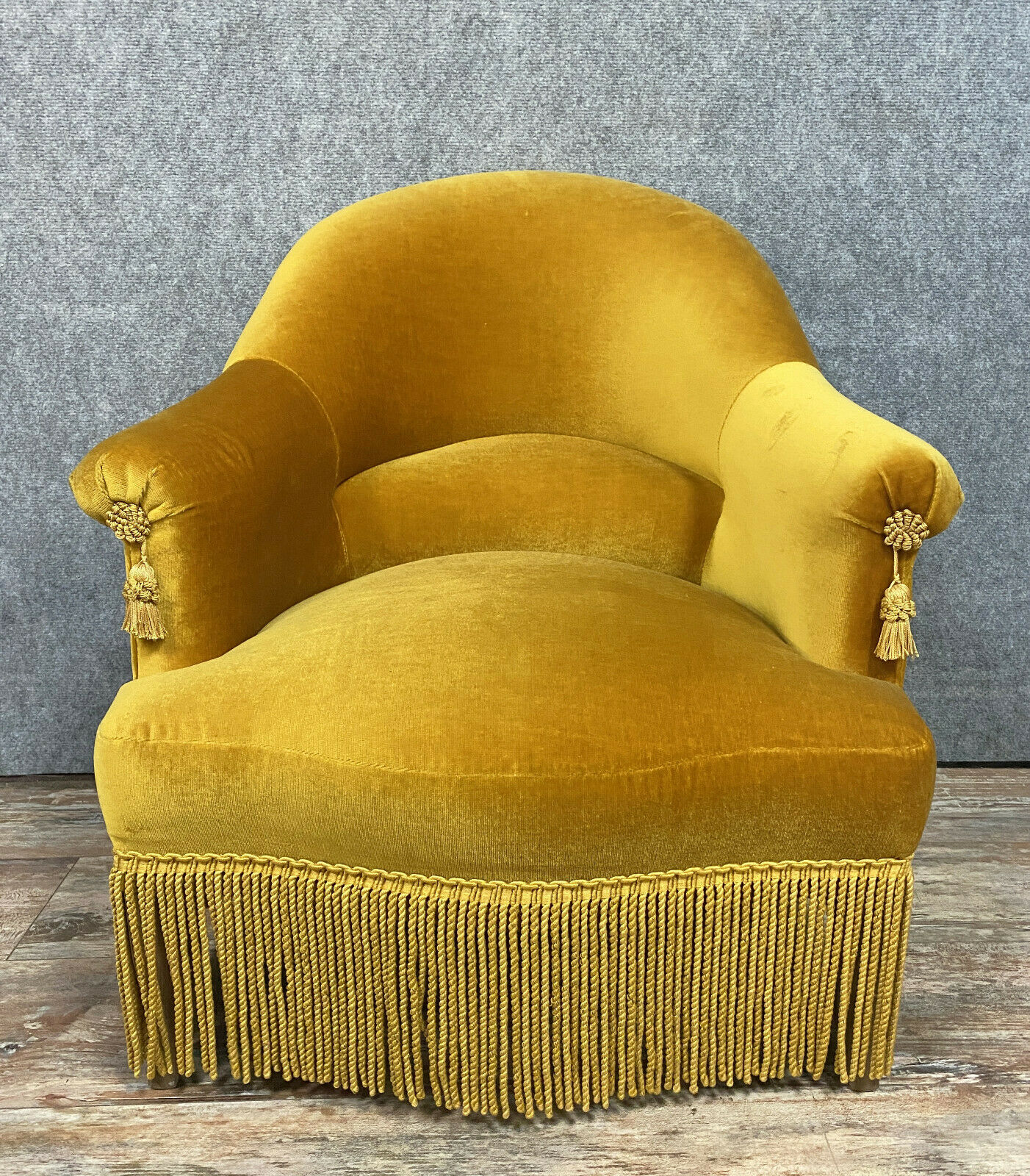 Pair of armchairs "toad" napoleon III era in Genoa velvet