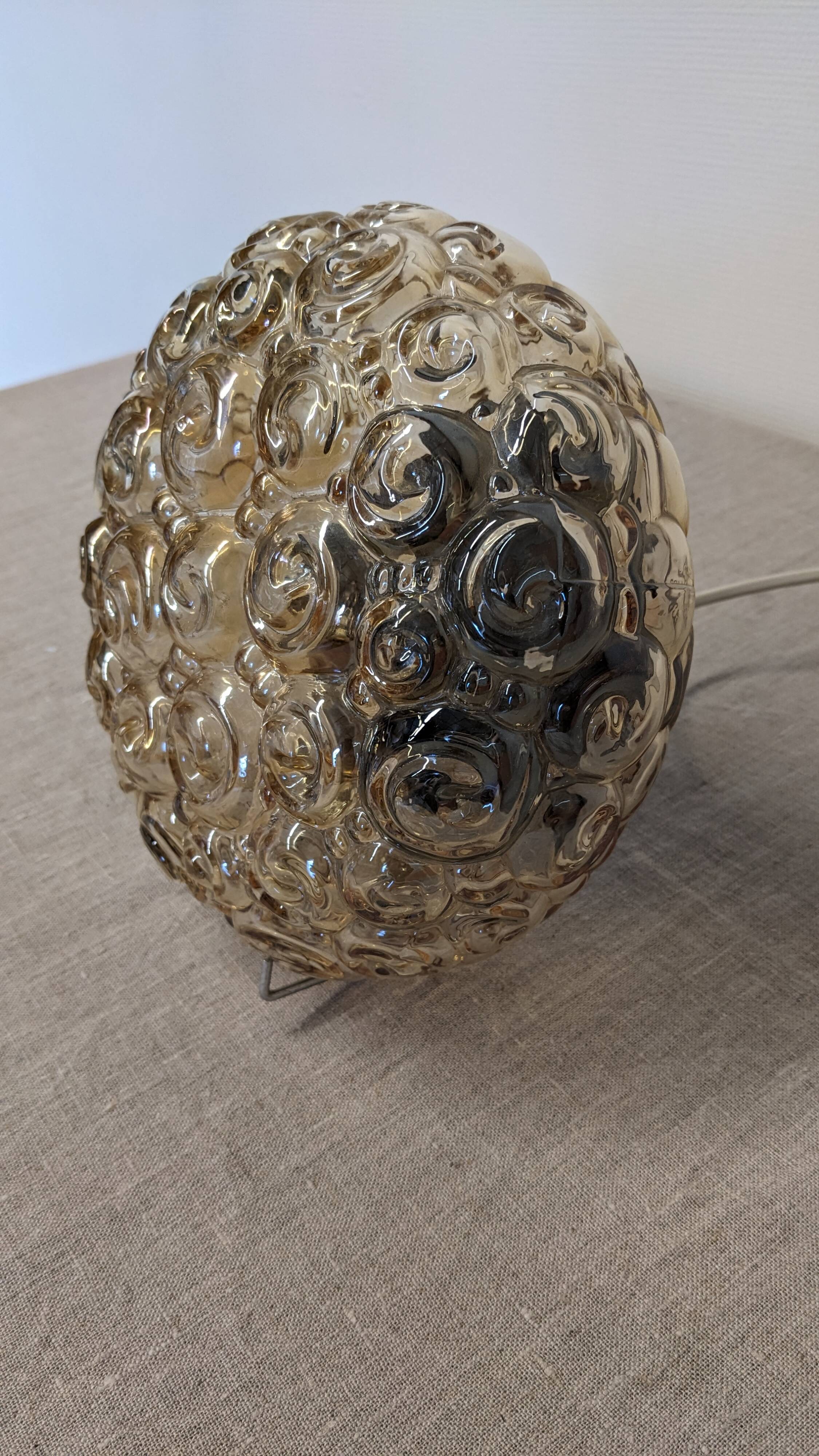 Amber glass bubble style ceiling light, France circa 1970.