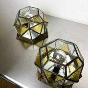 Pair of mid-century cubist blown glass ceiling lights, Germany, 1960s
