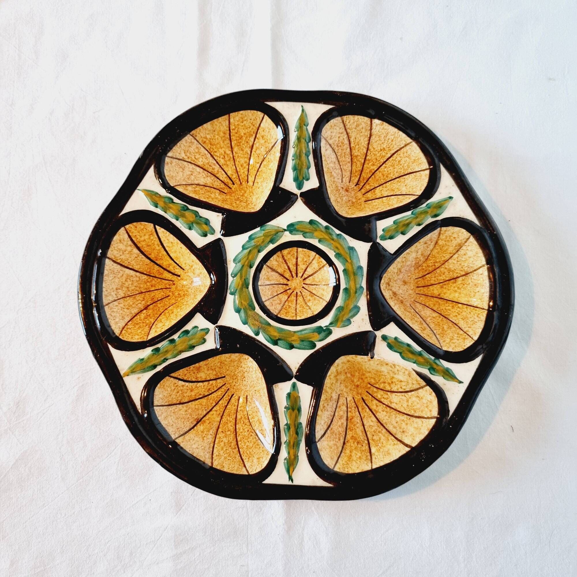 St Jean de Bretagne 1960s French ceramic oyster dish mid century style