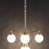 1930s Restored Brass Chandelier, Czechoslovakia
