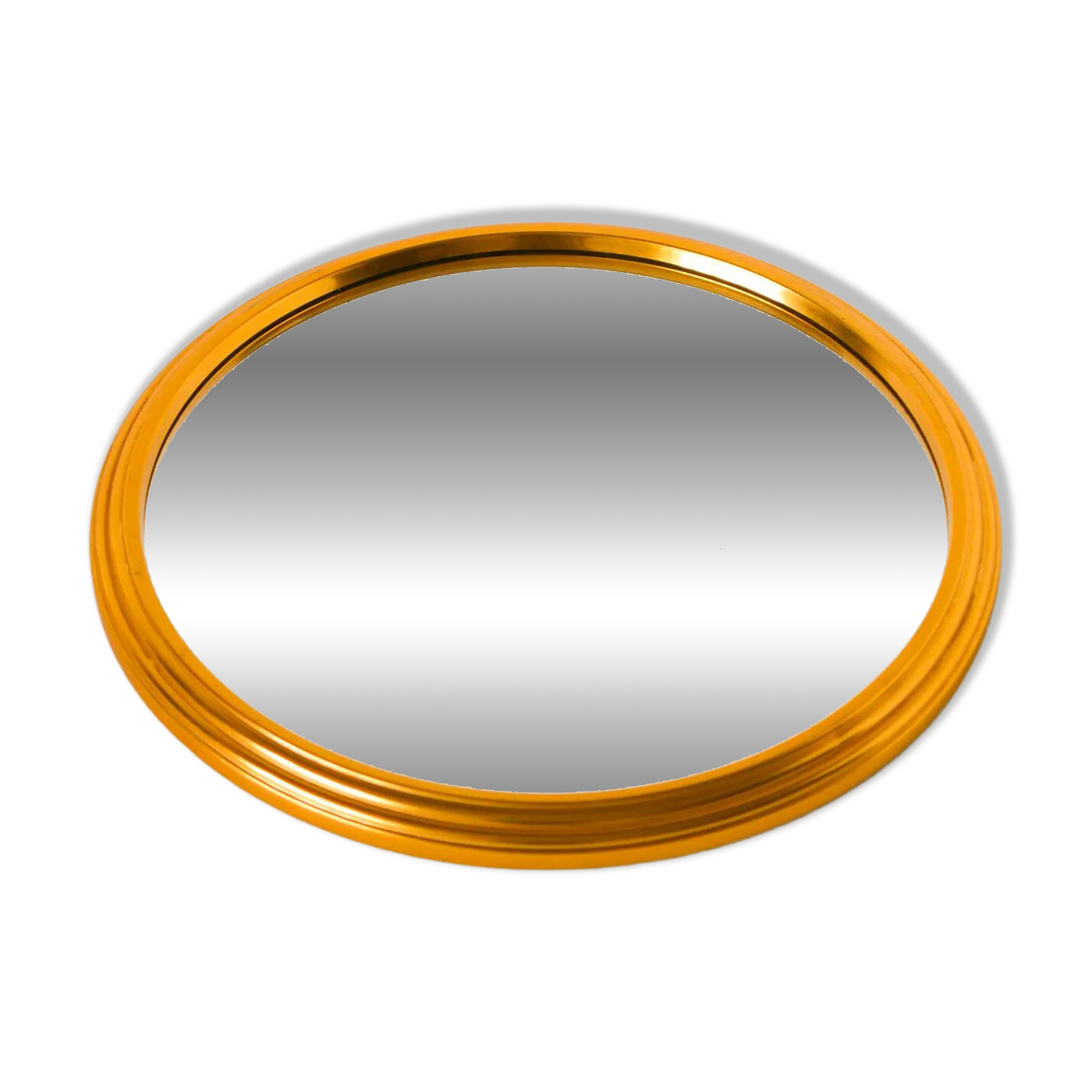 Small round mirror tray, gold, 1960