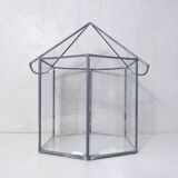 Glass terrarium mini cactus greenhouse in glass and metal