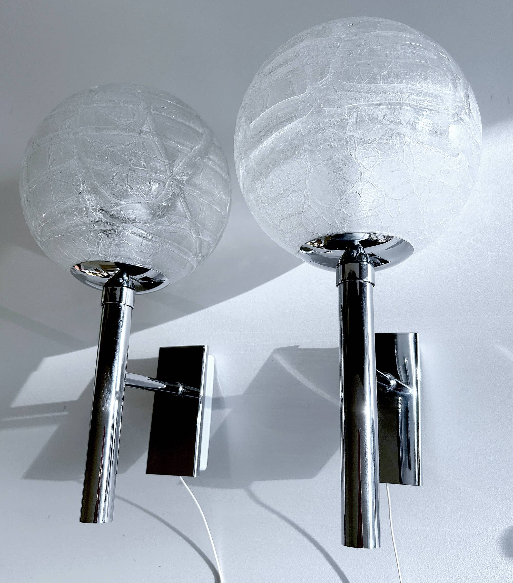 Pair Vintage Brutalist Bubble Glass Sconces
