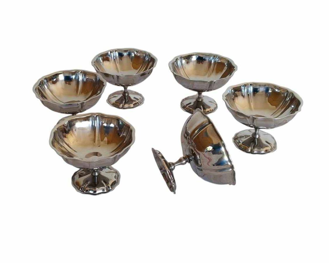 Set of 6 large ice cream cups, in 18/10 stainless steel (ref 17)