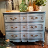 Aged blue patina chest of drawers