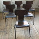 Set de 6 chaises "Marteau" acajou thermomoulé
