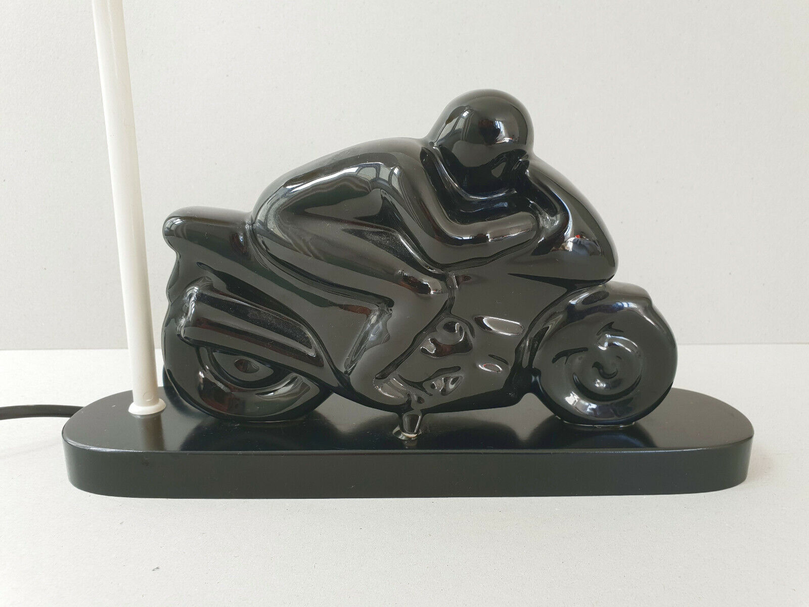 Vintage table lamp 1980 motorbike in black ceramic 80s 1980s