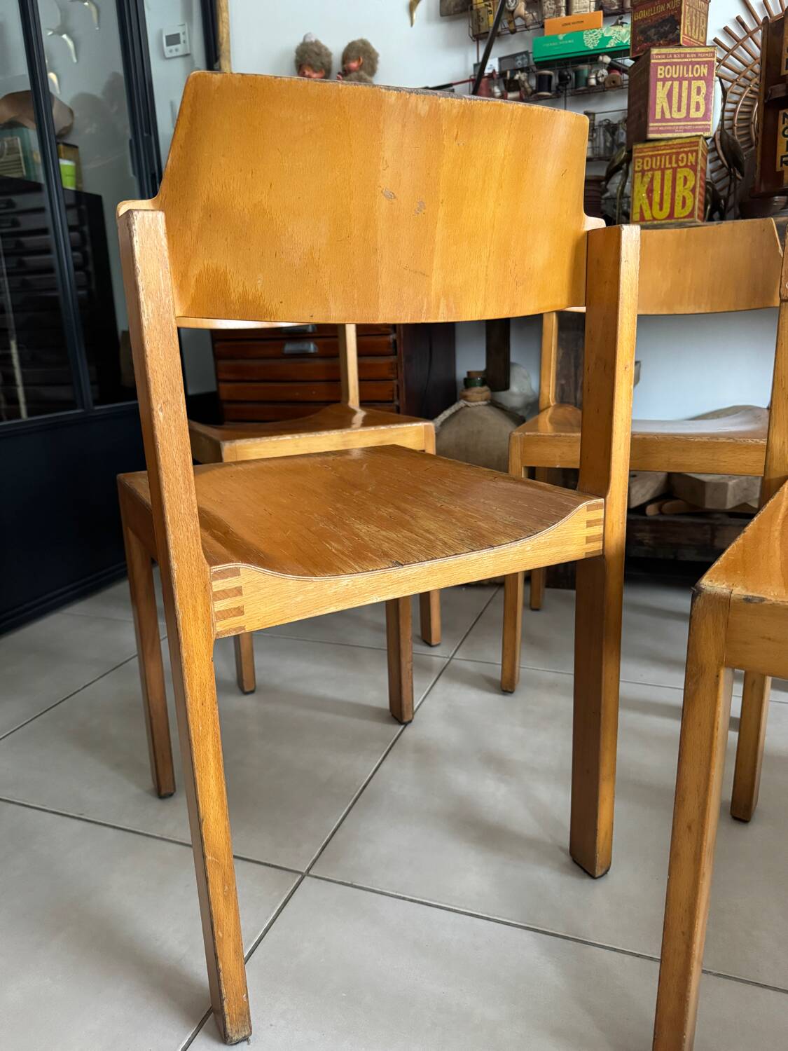 5 vintage stackable chairs — Rainer Schell Schlapp Möbel 1960s