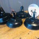 Black and white industrial hanging lamp