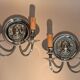 Pair of two-armed silver-plated bronze wall lights from Maison Charles, 1960.