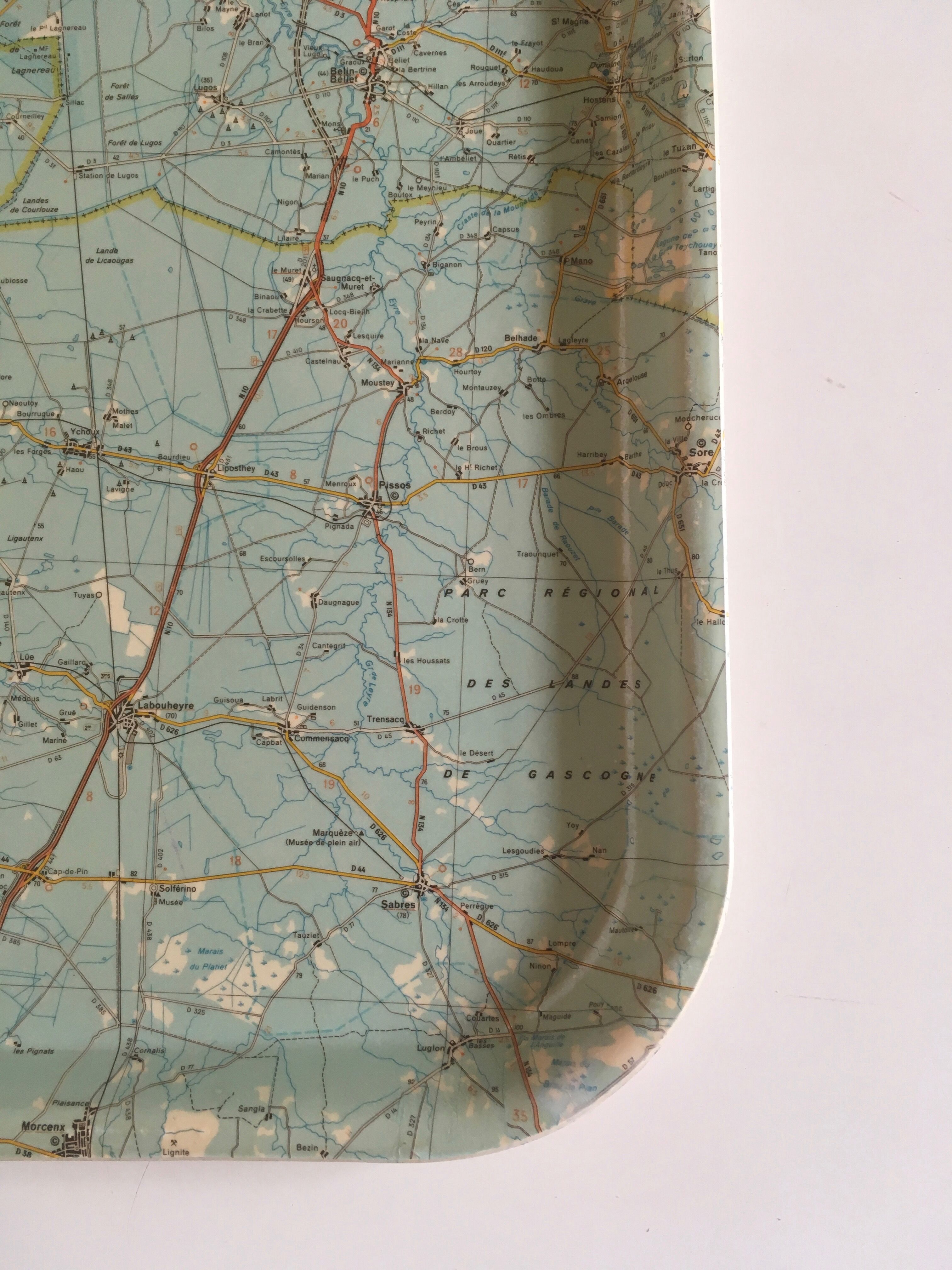 Plateau map of France Cap Ferret Le Pyla 1960
