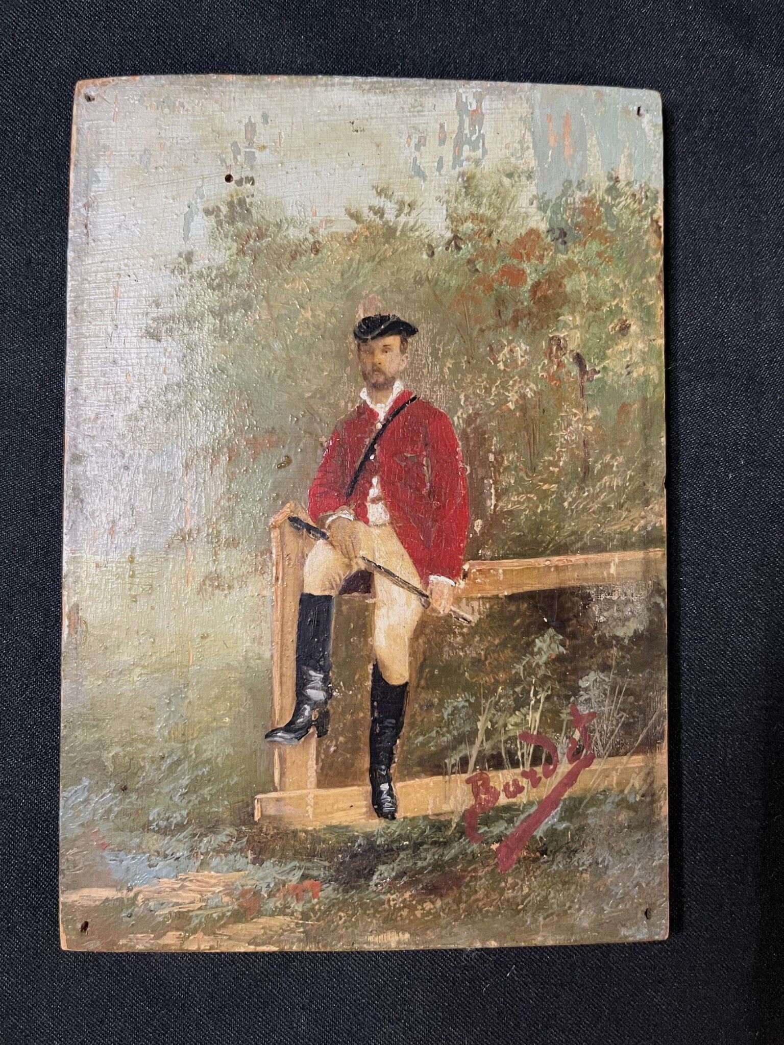 Oil miniator on jumper panel early twentieth century