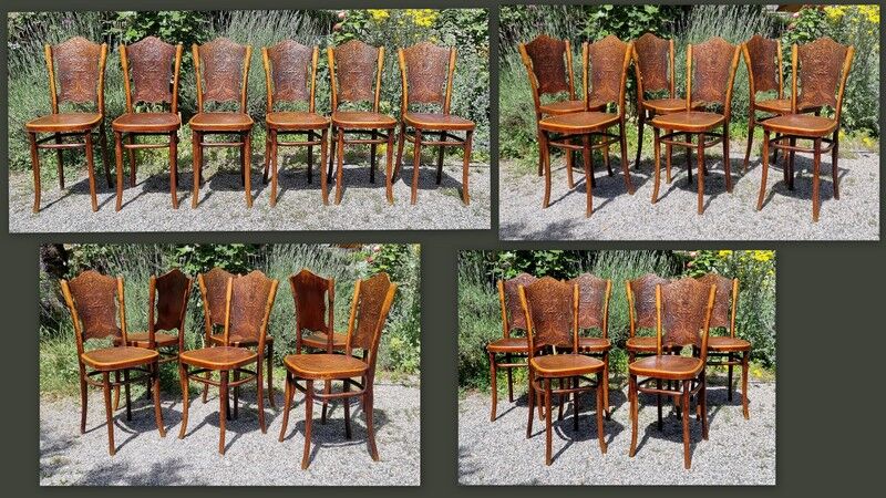 Suite of 6 Viennese bistro chairs from J&J KOHN 1900 ca