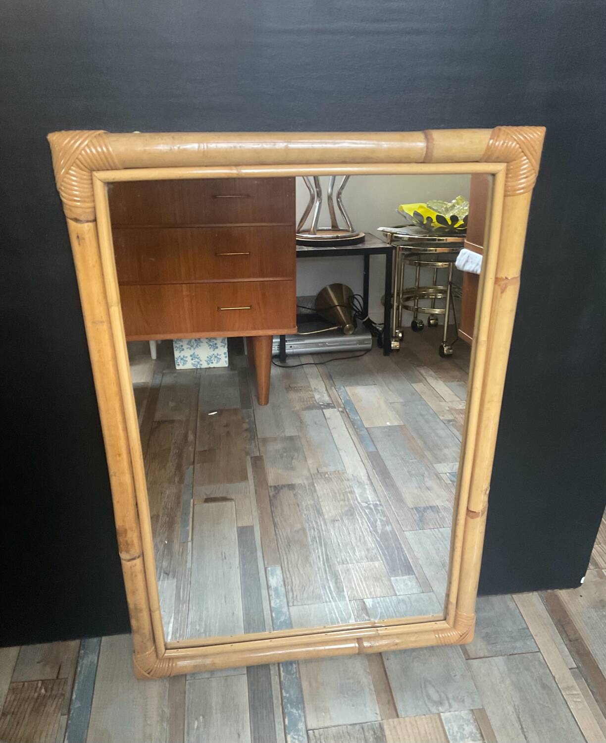 Vintage rattan mirror 76x54cm from the 70s