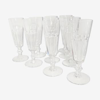 Lot of 10 champagne glasses - collection caton - cristallerie de saint-louis