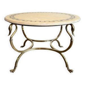 table basse ronde Maison - laiton marbre