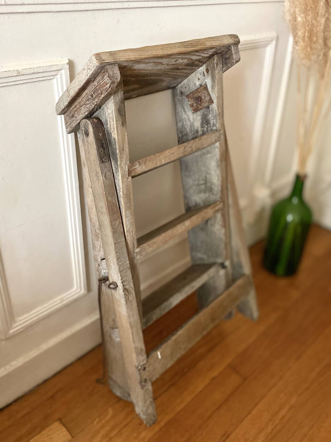 Antique wooden folding stepladder