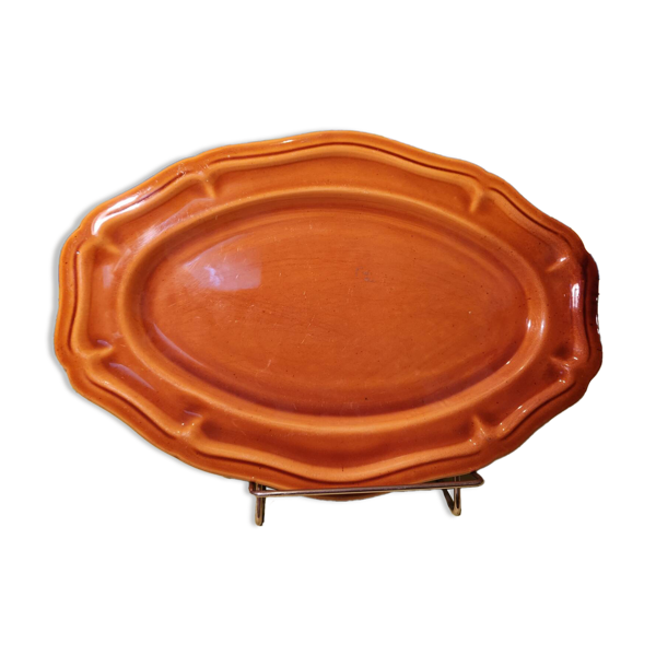 Grand plat de service ovale épais céramique Provence fleur de lys