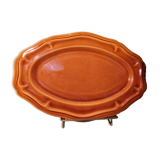 Large thick oval serving dish, Provence ceramic fleur-de-lis
