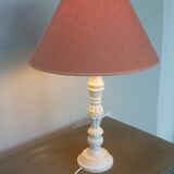White wooden lamp and brick lampshade