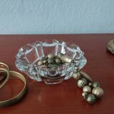 Old round ashtray/empty pocket thick transparent glass, 70s